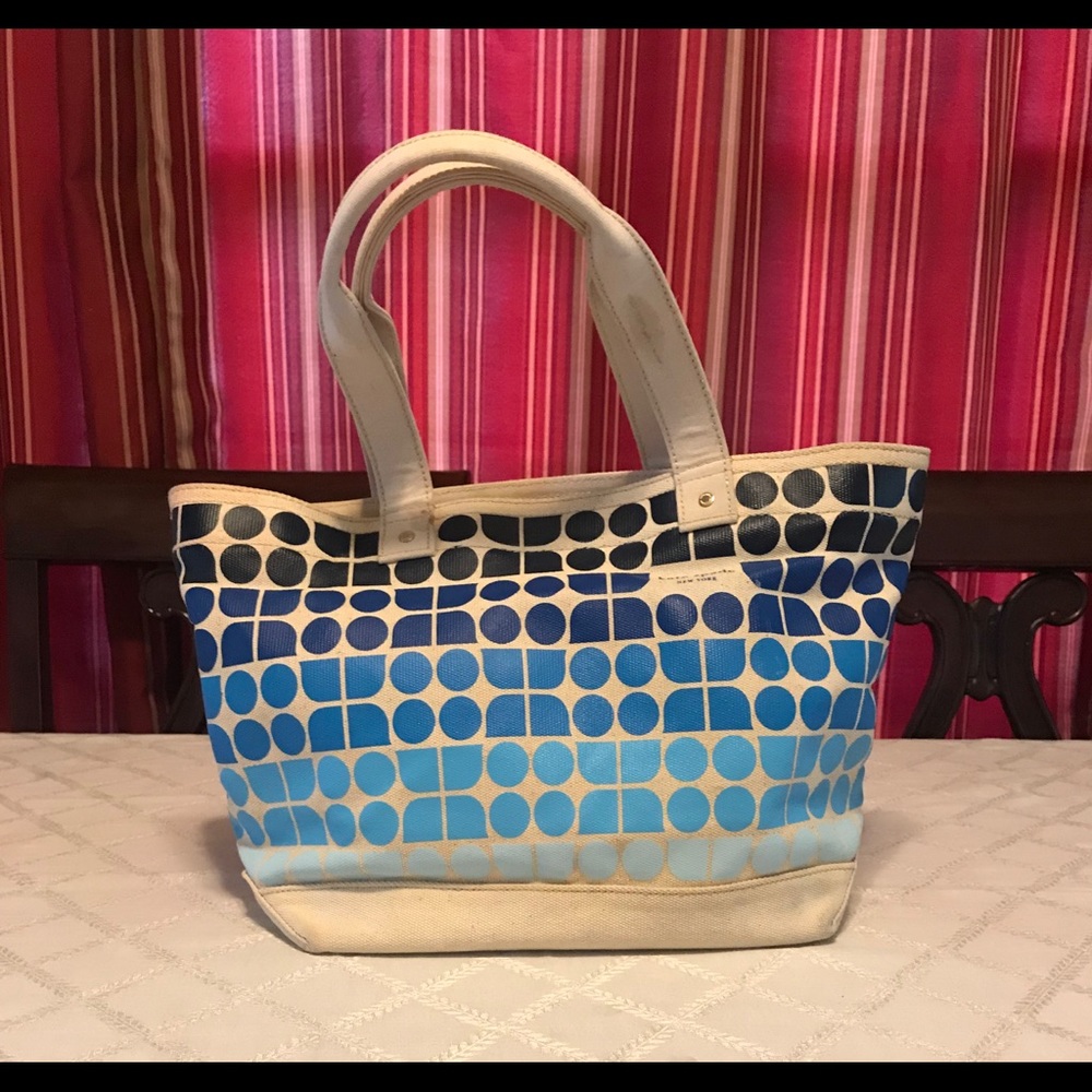 Kate spade vintage logo canvas tote blue
